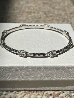 Brighton Silver-Tone Braided Bangle with Accent Beads